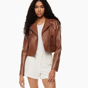 Aritzia Wifred Stunner Brown Moto Jacket - Size S